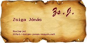 Zsiga Jónás névjegykártya
